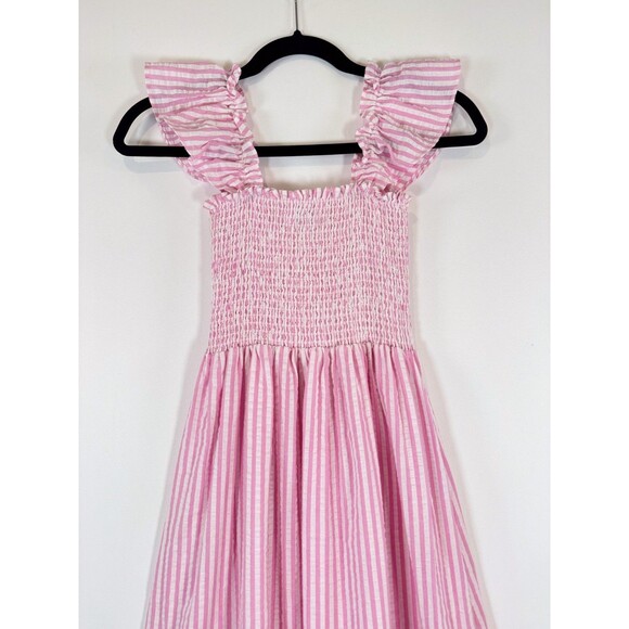 Petal Pup Dress Pink Daniela Striped Midi Smocked Seersucker Fit Flare Size 6 - Picture 8 of 11